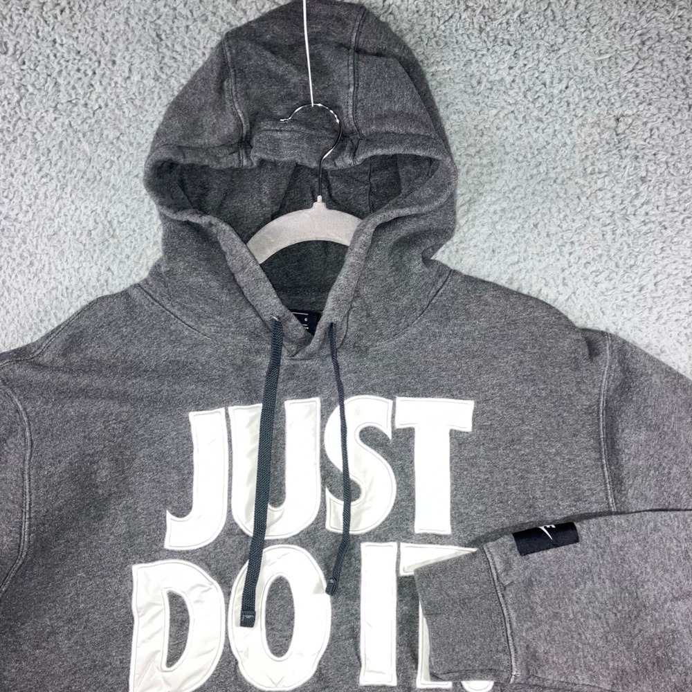 Nike Just Do It Hoodie Men Large Graphic‎ Embroidred Fleece Pullover Y2K 90S